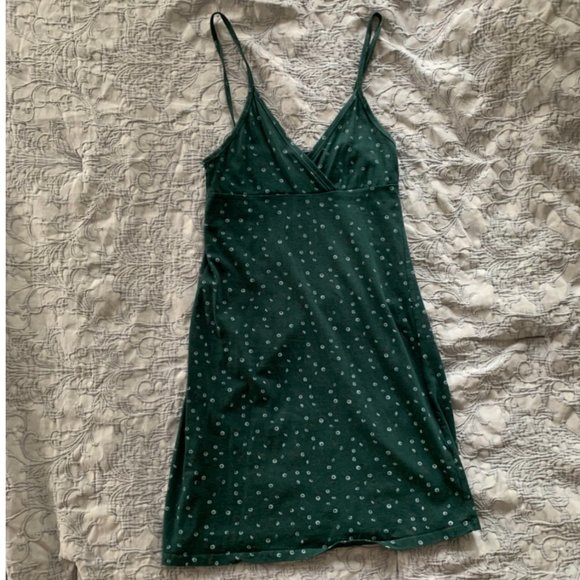 Brandy Melville Green Polka Dot Mini Dress - Picture 2 of 5